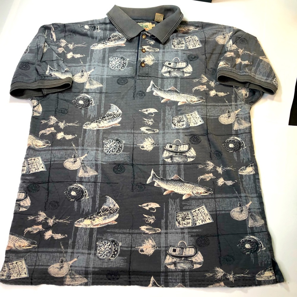 RedHead Mens Size Large 3 Button Short Sleeve Polo Fishing Shirt